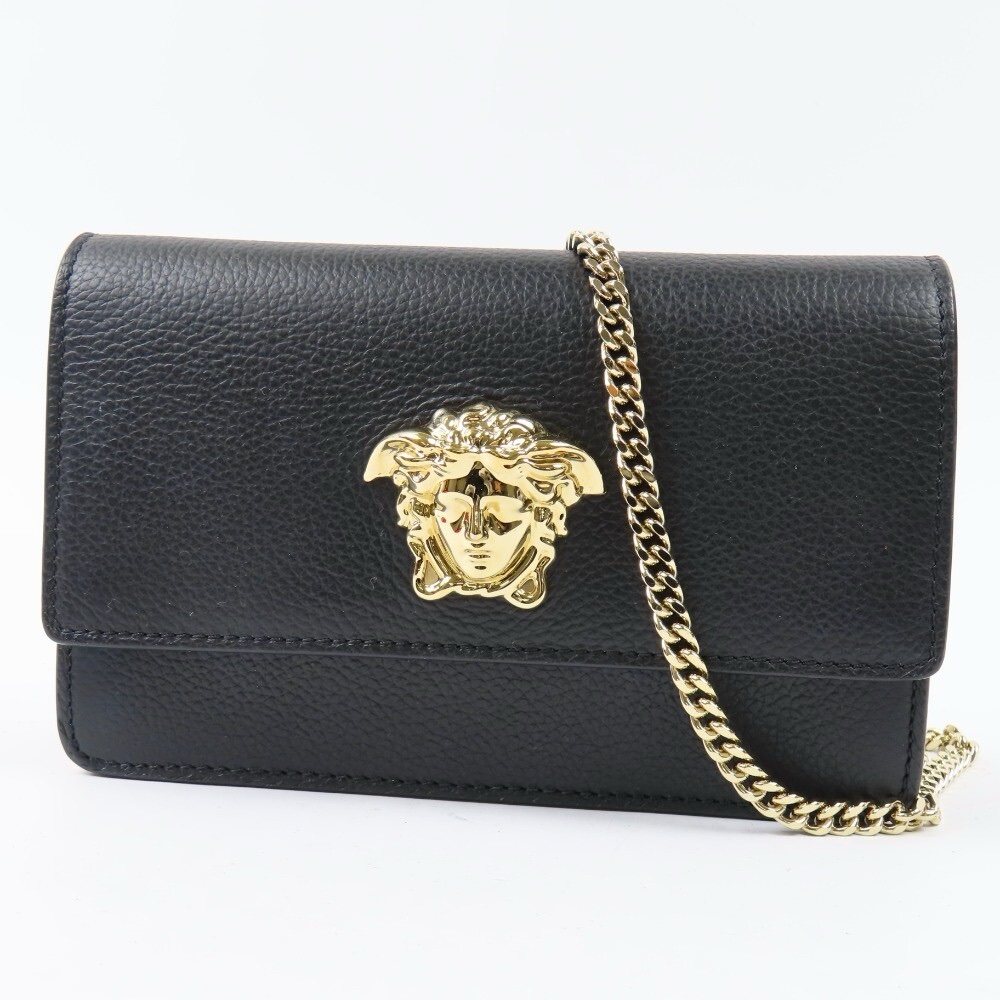 VERSACE  Chain Wallet Medusa Shoulder Bag black Italy leather Women 79897